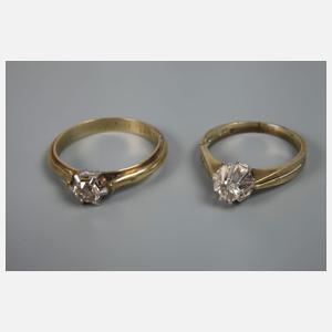 Fünf Damenringe mit Diamanten