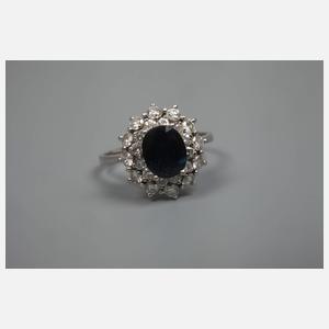 Damenring mit Saphir und Brillanten