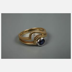 Damenring mit Saphir und Brillant