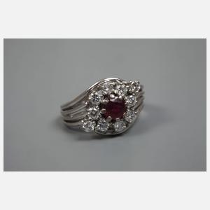 Damenring mit Rubin und Brillanten