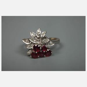 Damenring mit Rubinen und Diamanten
