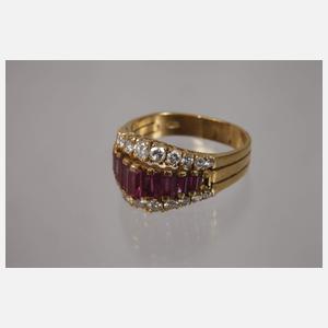 Damenring und Collier mit Rubinen und Brillanten