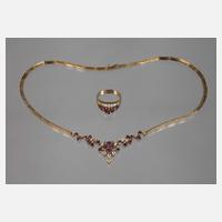 Damenring und Collier mit Rubinen und Brillanten111