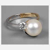 Damenring mit Perle und Brillant111