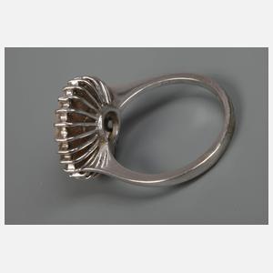 Damenring mit Perle und Diamanten