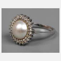 Damenring mit Perle und Diamanten111