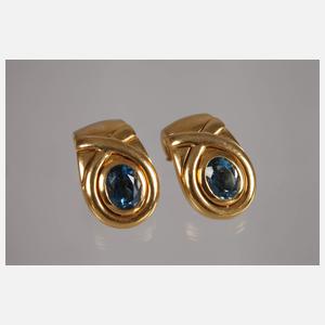 Paar Ohrclips mit Blautopasen