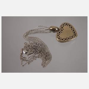 Herzanhänger mit Edelopal und Diamanten