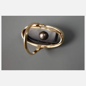 Damenring mit Brillanten und Onyx