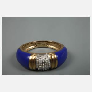 Damenring mit Diamanten und Emaille