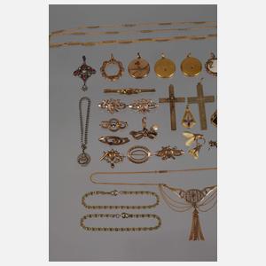 Großes Konvolut Doublé-Schmuck