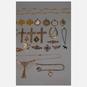 Großes Konvolut Doublé-Schmuck