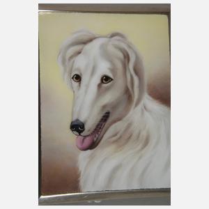 Zigarettenetui mit Hundeportrait