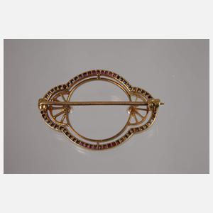 Brosche mit Rubinen, Diamanten und Perlen