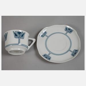 Burgau Mokkatasse mit Untertasse Jugendstil