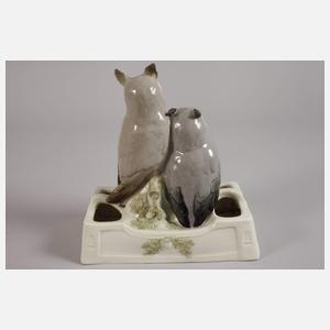 Österreich Blumensteckgefäß mit Eulenpaar