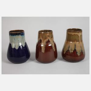 Bürgel sechs Laufglasurvasen