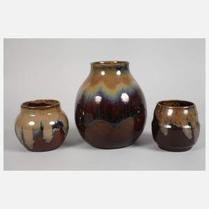 Bürgel sechs Laufglasurvasen