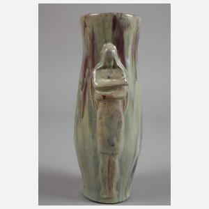 Laufglasurvase mit Figuren