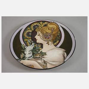 Zwei große Wandteller nach Alfons Mucha