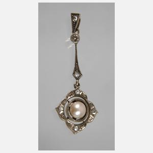 Anhänger mit Diamanten und Perle