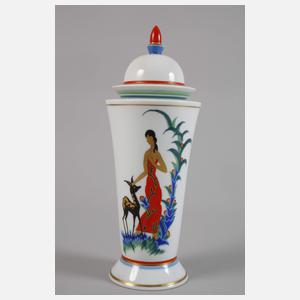 Rosenthal Deckelvase "Mädchen mit Reh"