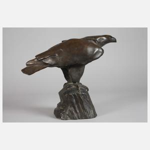 nach Willy Zügel, spähender Adler auf Fels