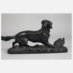 Jagdhund und Rebhuhn Eisenguss