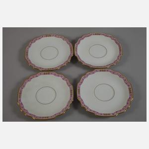 Augarten Wien vier Teetassen "Indisch Purpur"