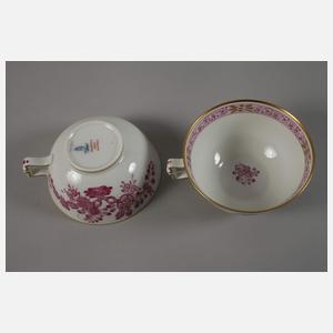 Augarten Wien vier Teetassen "Indisch Purpur"