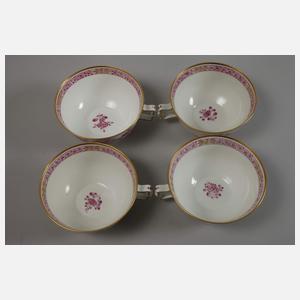 Augarten Wien vier Teetassen "Indisch Purpur"