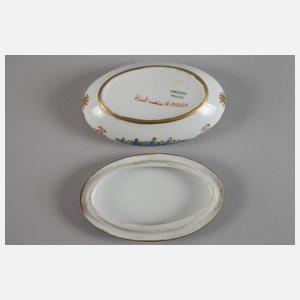 Limoges Deckeldose Blumenmalerei