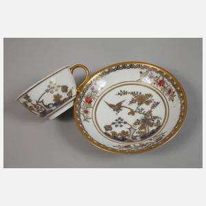 Meissen Tasse und Untertasse mit Überdekor
