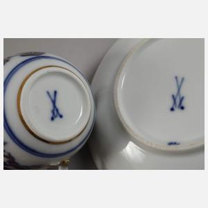 Meissen vier Kaffeetassen "Zwiebelmuster"