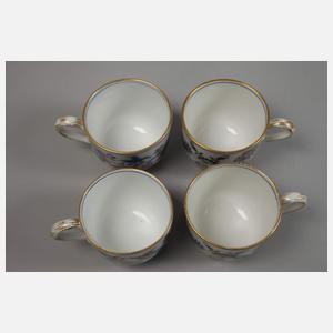 Meissen vier Kaffeetassen "Zwiebelmuster"
