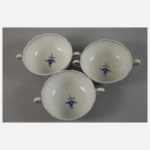 Meissen drei Suppentassen "Zwiebelmuster"