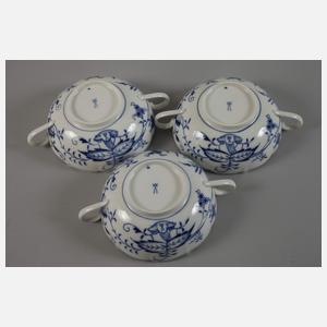 Meissen drei Suppentassen "Zwiebelmuster"