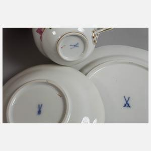 Meissen Gedeck und Mokkatasse "Bukett schräg"