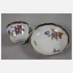 Meissen Gedeck und Mokkatasse "Bukett schräg"