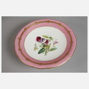 Mintons sechs Zierteller und Fußschale Blumenmalerei