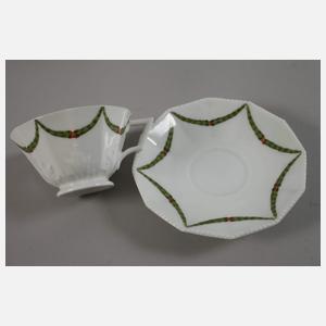 Nymphenburg zwei Mokkatassen mit Untertassen