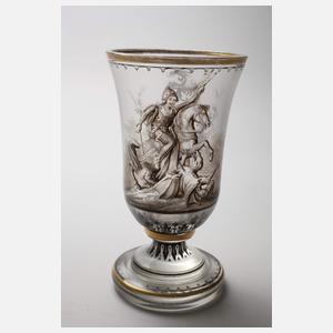 Steinschönau Pokalglas mit Schwarzlotmalerei