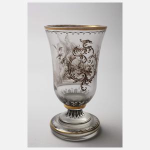 Steinschönau Pokalglas mit Schwarzlotmalerei