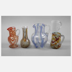 Fünf Teile Lauschaer Fadenglas