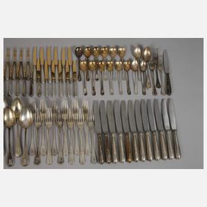 Konvolut Silberbesteck Perlstab