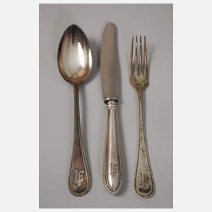 Konvolut Silberbesteck Perlstab