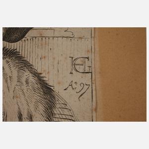 Hendrick Goltzius, Portrait eines Mannes mit Hut