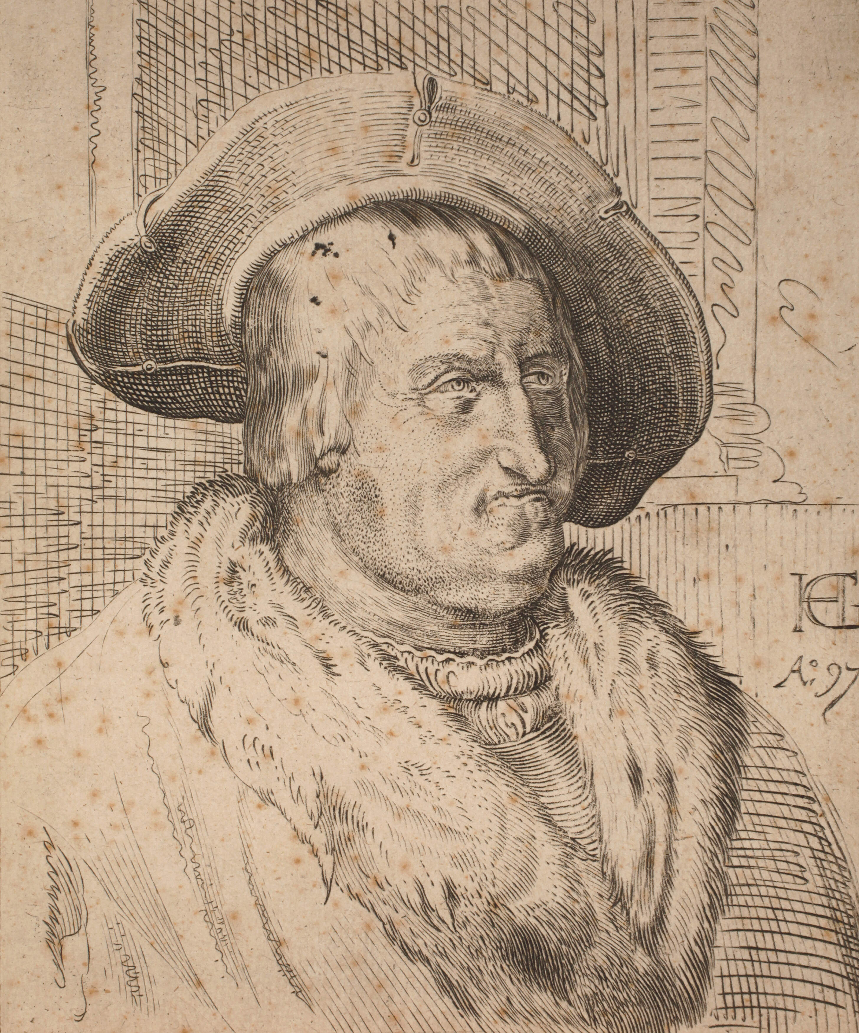 Hendrick Goltzius, Portrait eines Mannes mit Hut