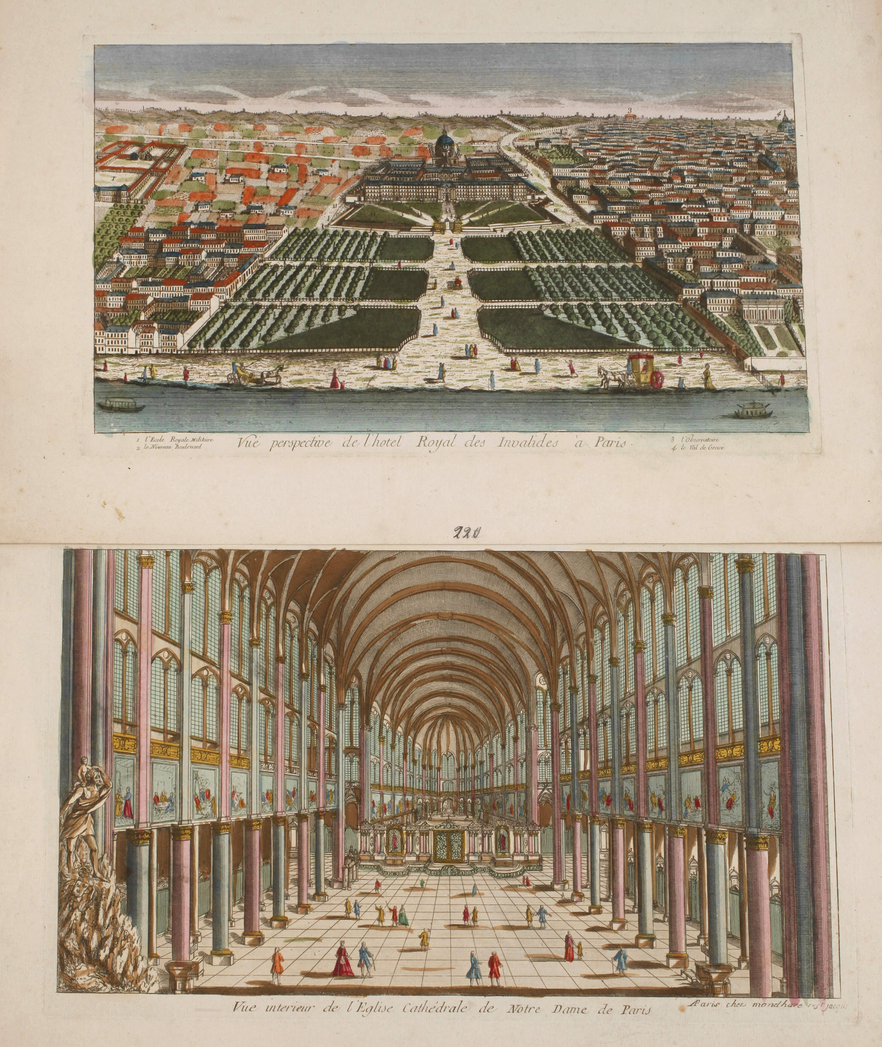 Zwei Guckkastenblätter Paris