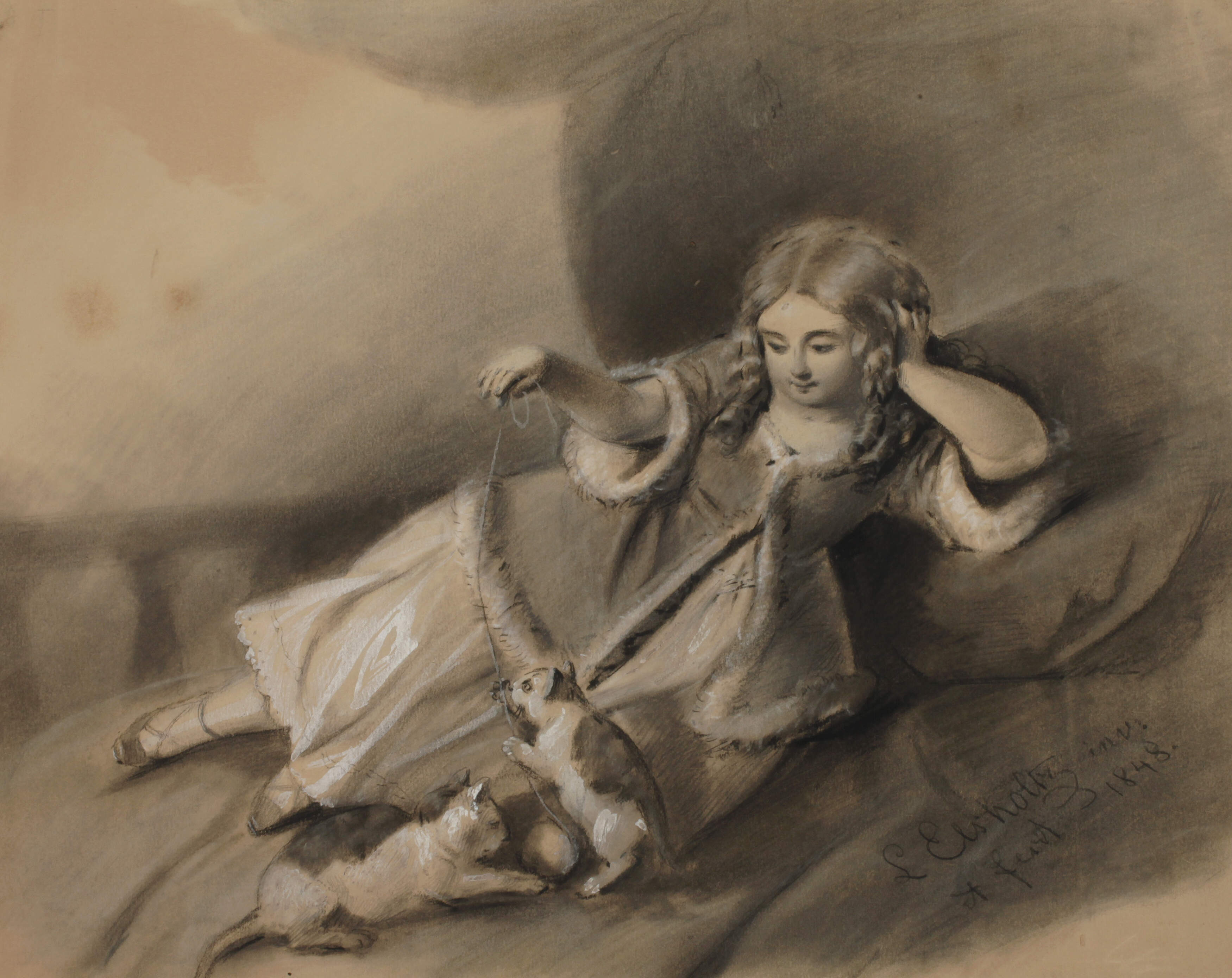 Ludwig Elsholtz, Mädchen mit Katzen